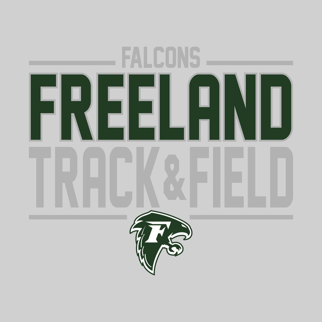 Freeland Falcons - Track &amp; Field - Bracketed School Name with Lower Mascot