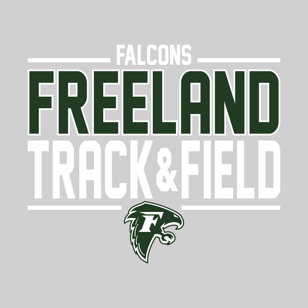 Freeland Falcons - Track &amp; Field - Bracketed School Name with Lower Mascot