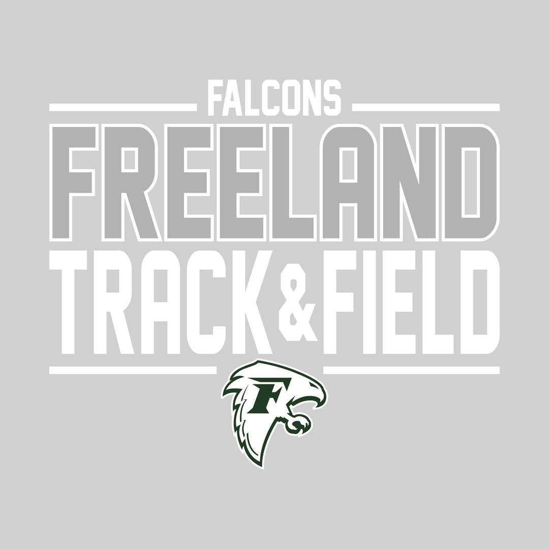 Freeland Falcons - Track &amp; Field - Bracketed School Name with Lower Mascot
