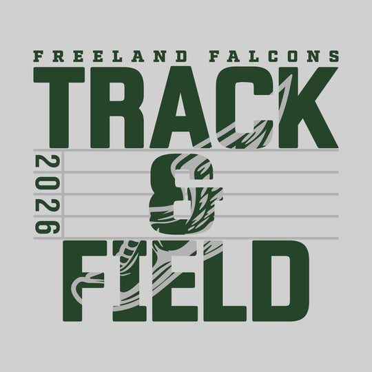 Freeland Falcons - Track &amp; Field - Track Lanes with Year and Winged Shoe