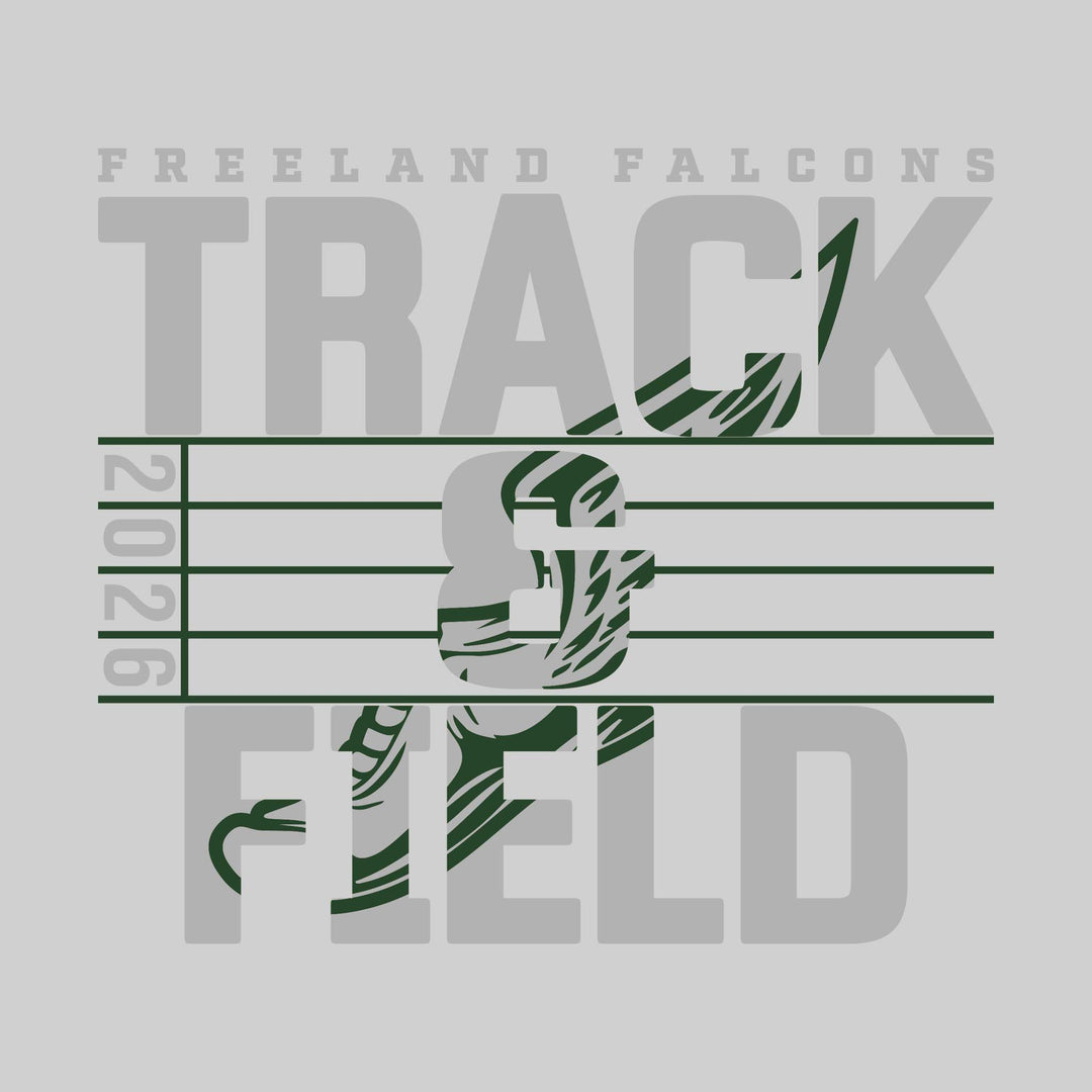 Freeland Falcons - Track &amp; Field - Track Lanes with Year and Winged Shoe
