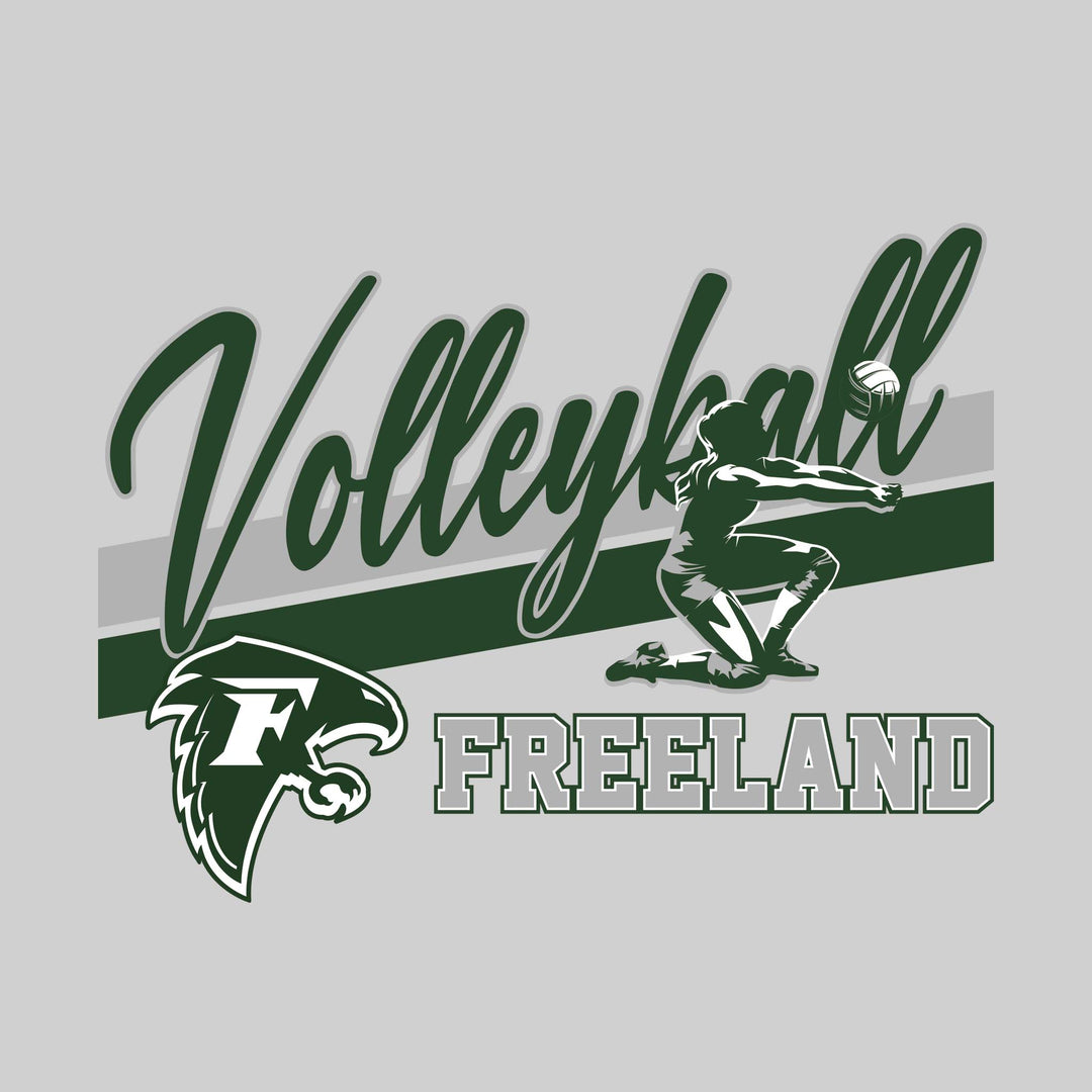 Freeland Falcons - Volleyball - Angled Double Stripes with Player and Mascot