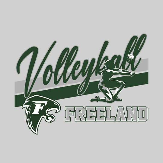 Freeland Falcons - Volleyball - Angled Double Stripes with Player and Mascot