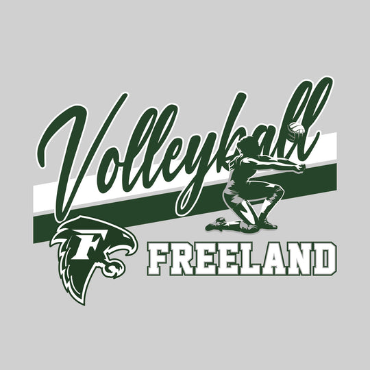 Freeland Falcons - Volleyball - Angled Double Stripes with Player and Mascot