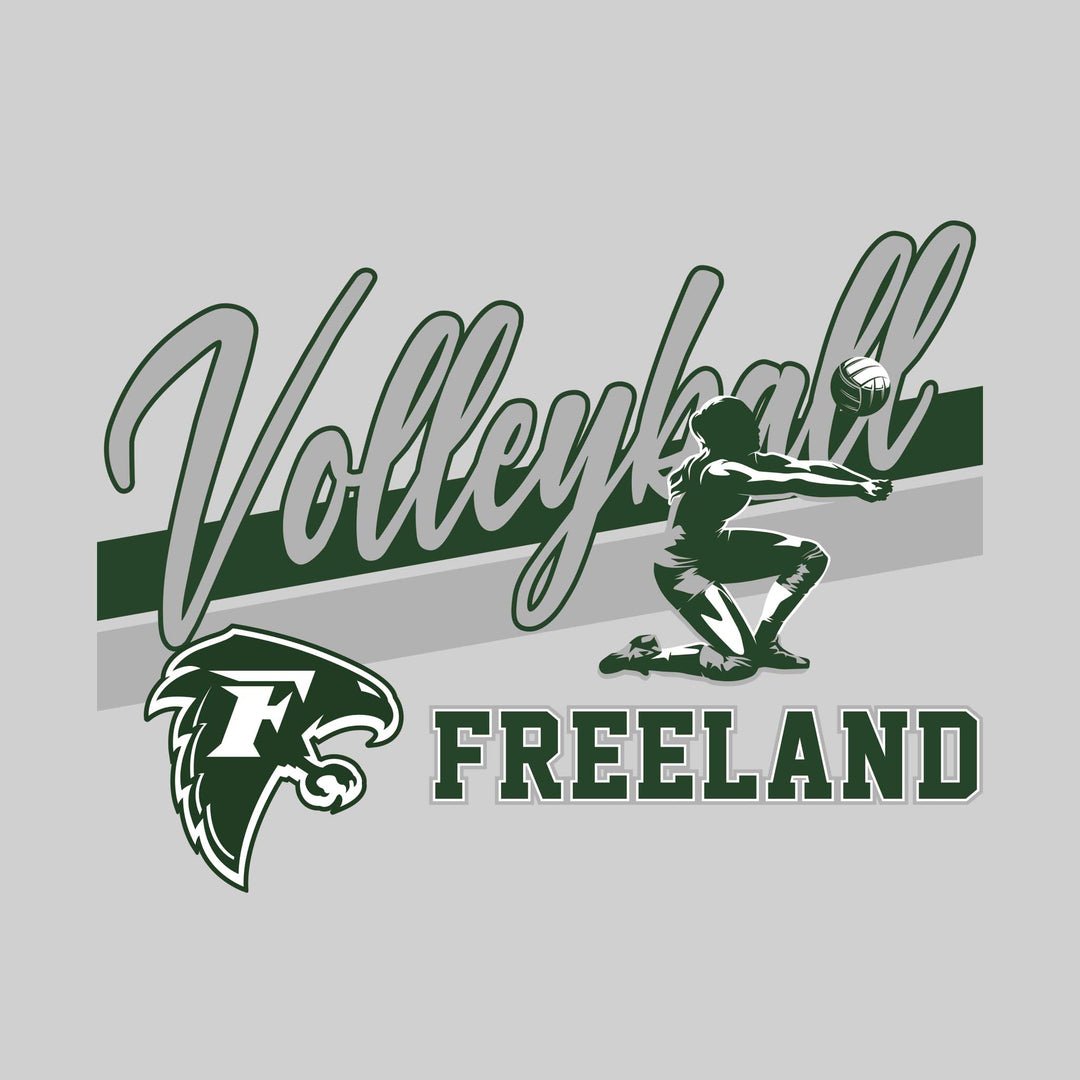 Freeland Falcons - Volleyball - Angled Double Stripes with Player and Mascot