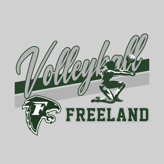 Freeland Falcons - Volleyball - Angled Double Stripes with Player and Mascot