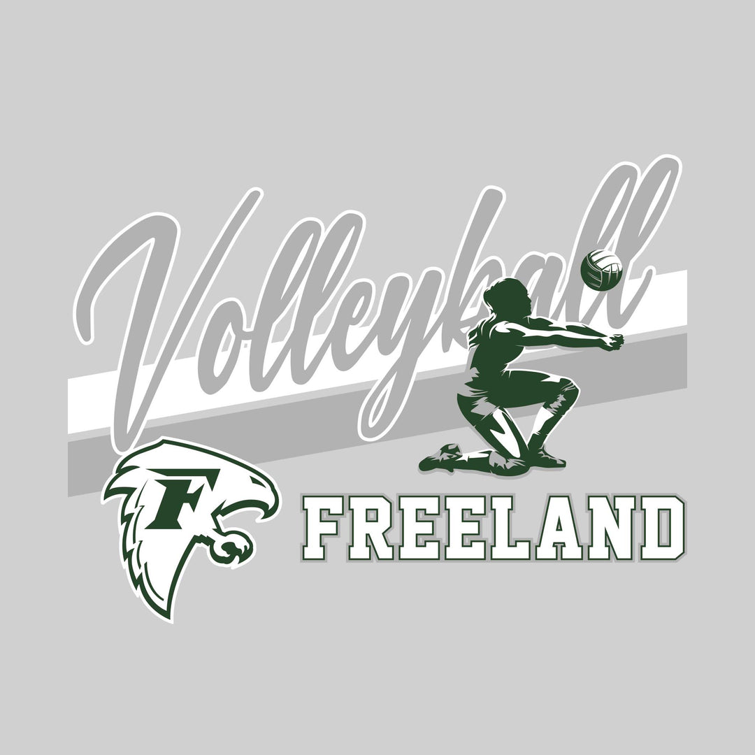 Freeland Falcons - Volleyball - Angled Double Stripes with Player and Mascot