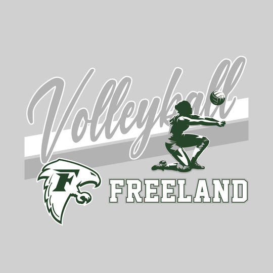 Freeland Falcons - Volleyball - Angled Double Stripes with Player and Mascot
