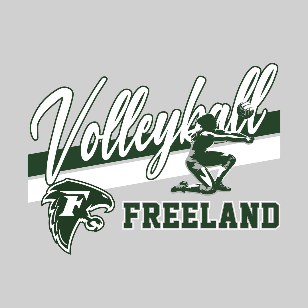 Freeland Falcons - Volleyball - Angled Double Stripes with Player and Mascot