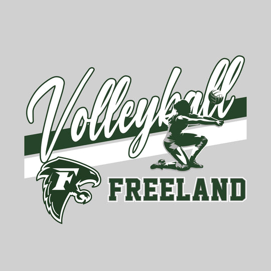 Freeland Falcons - Volleyball - Angled Double Stripes with Player and Mascot