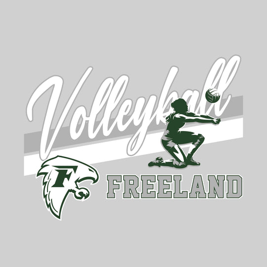 Freeland Falcons - Volleyball - Angled Double Stripes with Player and Mascot