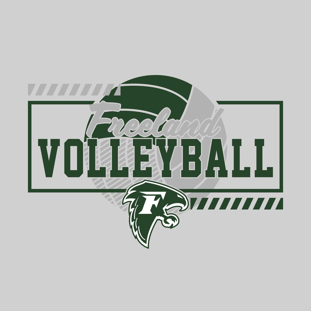 Freeland Falcons - Volleyball - Framed School Name with Volleyball Shape &amp; Mascot