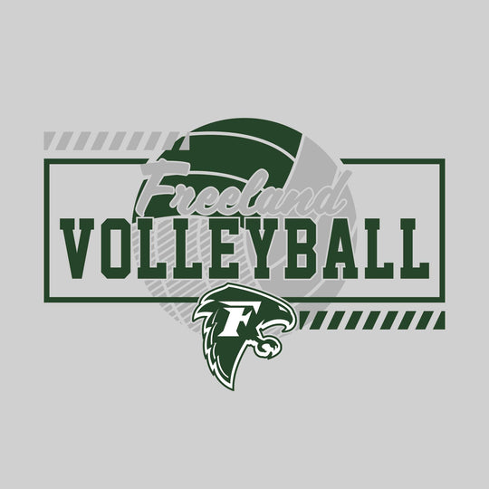 Freeland Falcons - Volleyball - Framed School Name with Volleyball Shape &amp; Mascot