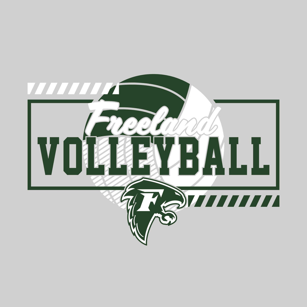 Freeland Falcons - Volleyball - Framed School Name with Volleyball Shape &amp; Mascot