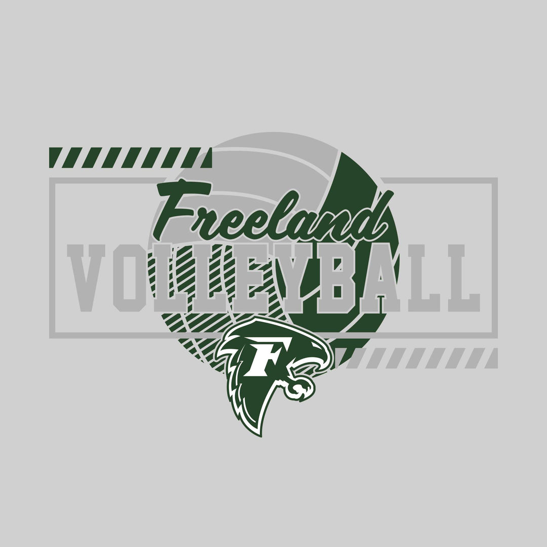 Freeland Falcons - Volleyball - Framed School Name with Volleyball Shape &amp; Mascot
