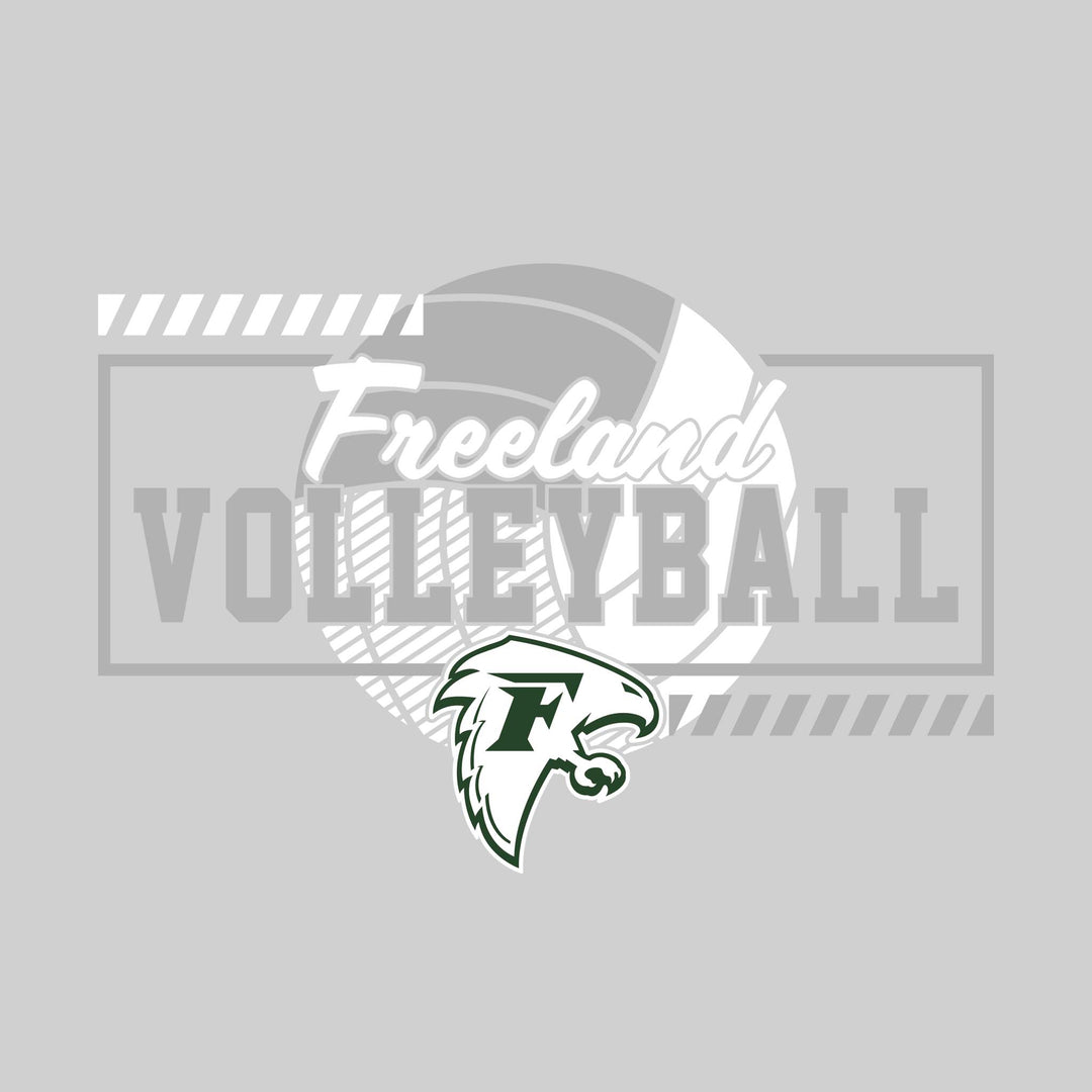 Freeland Falcons - Volleyball - Framed School Name with Volleyball Shape &amp; Mascot