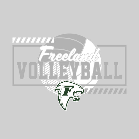 Freeland Falcons - Volleyball - Framed School Name with Volleyball Shape &amp; Mascot