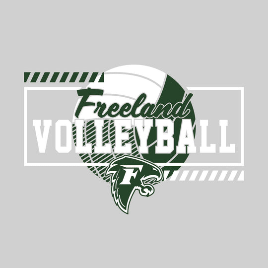 Freeland Falcons - Volleyball - Framed School Name with Volleyball Shape &amp; Mascot