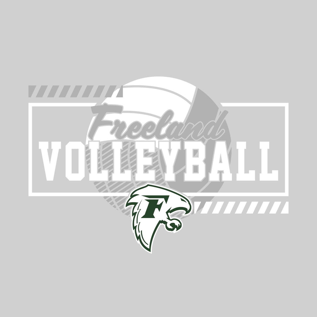 Freeland Falcons - Volleyball - Framed School Name with Volleyball Shape &amp; Mascot