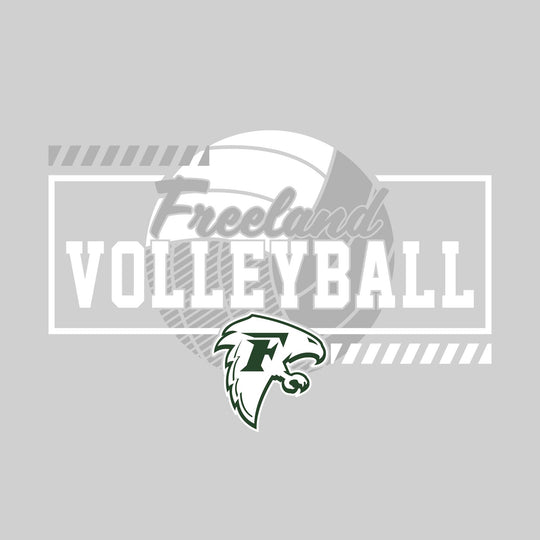Freeland Falcons - Volleyball - Framed School Name with Volleyball Shape &amp; Mascot