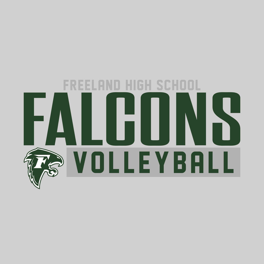 Freeland Falcons - Volleyball - Large Mascot Name Over Volleyball with Mascot