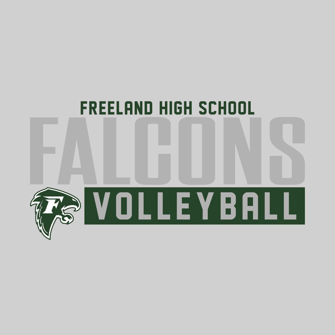 Freeland Falcons - Volleyball - Large Mascot Name Over Volleyball with Mascot