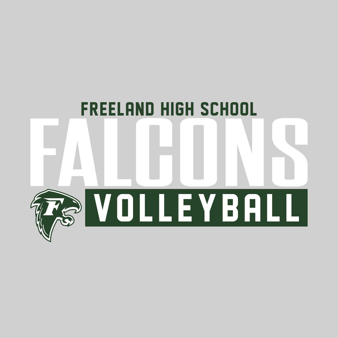 Freeland Falcons - Volleyball - Large Mascot Name Over Volleyball with Mascot