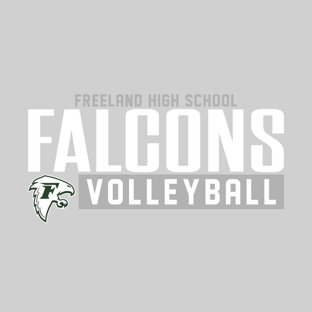 Freeland Falcons - Volleyball - Large Mascot Name Over Volleyball with Mascot