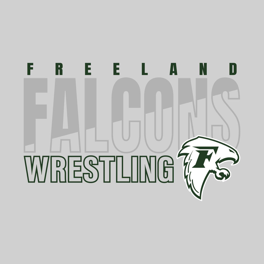 Freeland Falcons - Wrestling - Diagonal Split Mascot Name with Mascot
