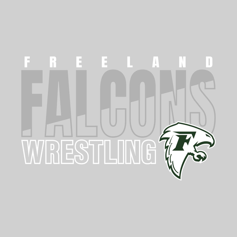 Freeland Falcons - Wrestling - Diagonal Split Mascot Name with Mascot