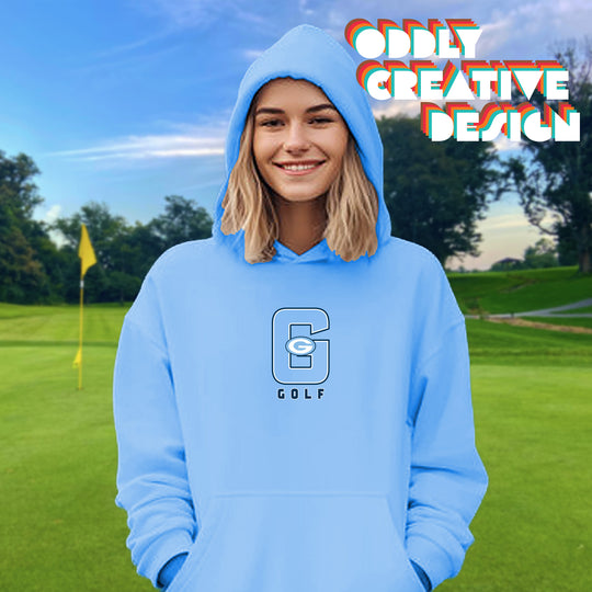 Garber Dukes - Golf - Outlined Letters Over Golf with Mascot