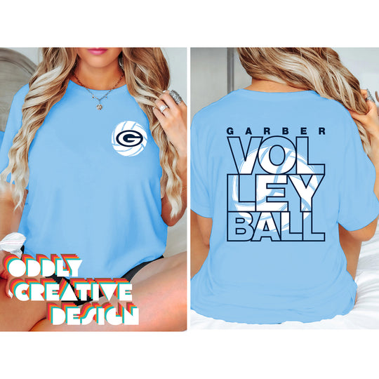 Garber Dukes - Volleyball - Stacked Letters with Sketched Volleyball Inset