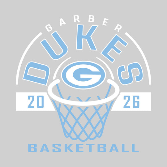 Garber Dukes - Basketball - Arched Text with Center Mascot and Rim