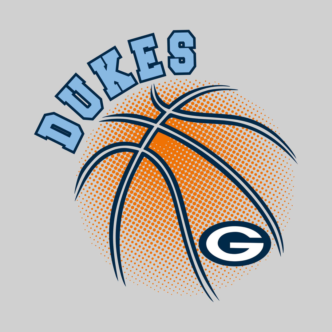 Garber Dukes - Basketball - Halftone Basketball with Mascot