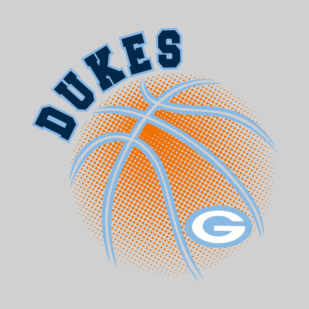 Garber Dukes - Basketball - Halftone Basketball with Mascot