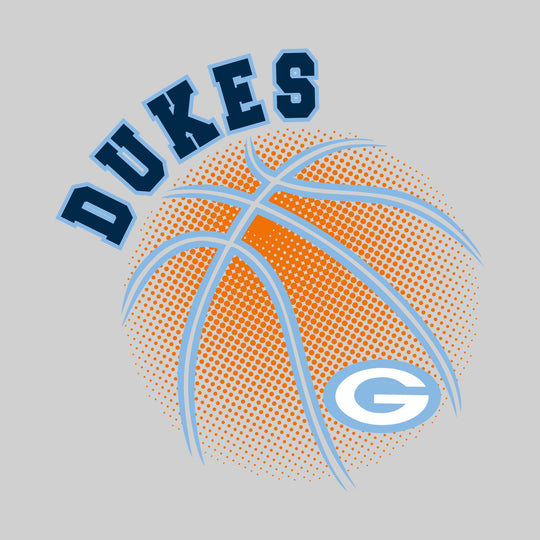Garber Dukes - Basketball - Halftone Basketball with Mascot