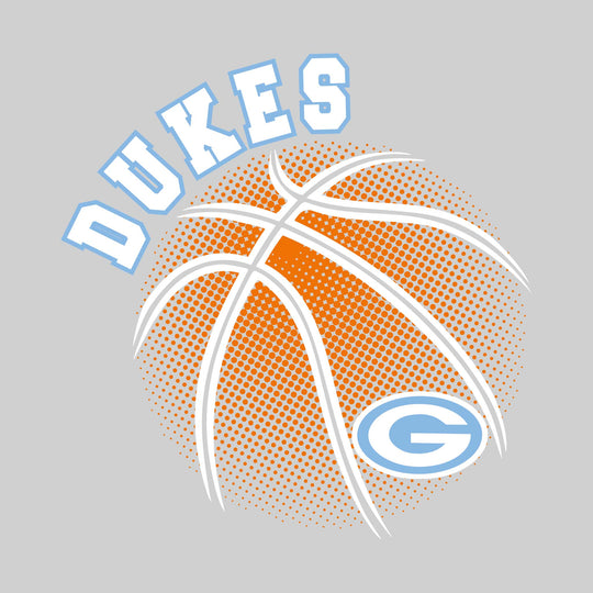 Garber Dukes - Basketball - Halftone Basketball with Mascot