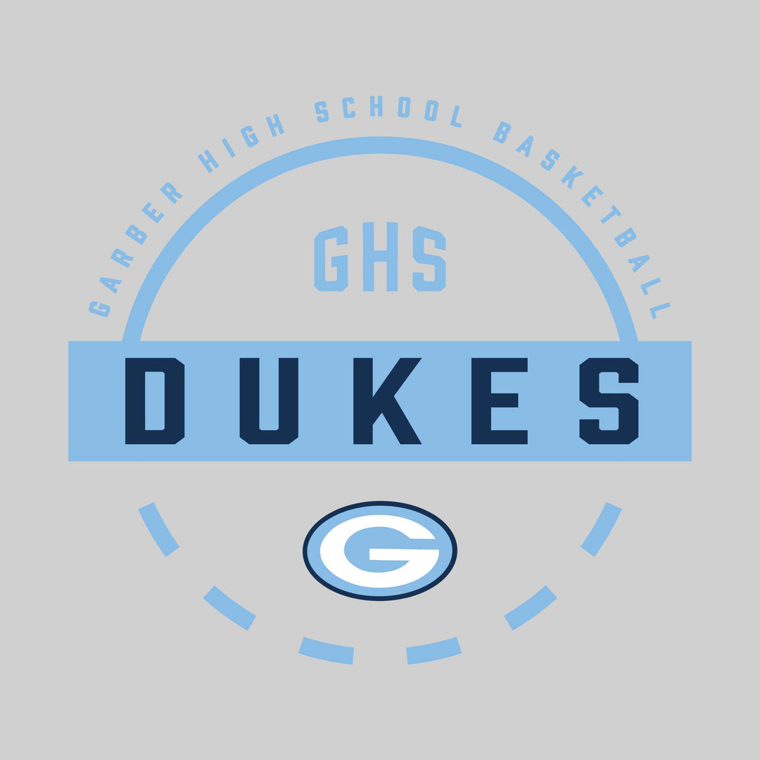 Garber Dukes - Basketball - Mascot Name with Free Throw Circle