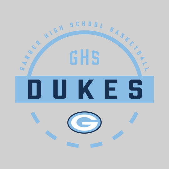 Garber Dukes - Basketball - Mascot Name with Free Throw Circle