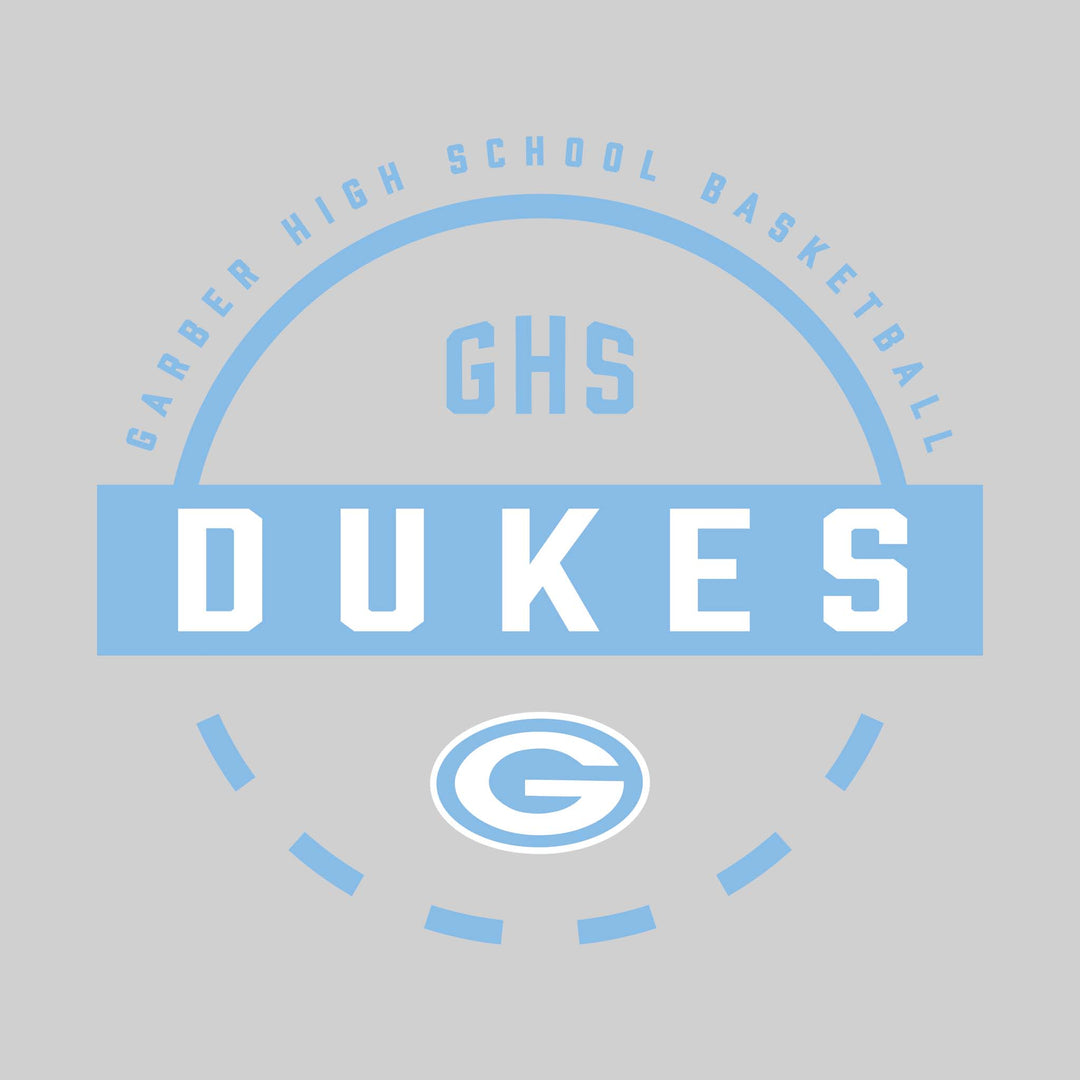 Garber Dukes - Basketball - Mascot Name with Free Throw Circle