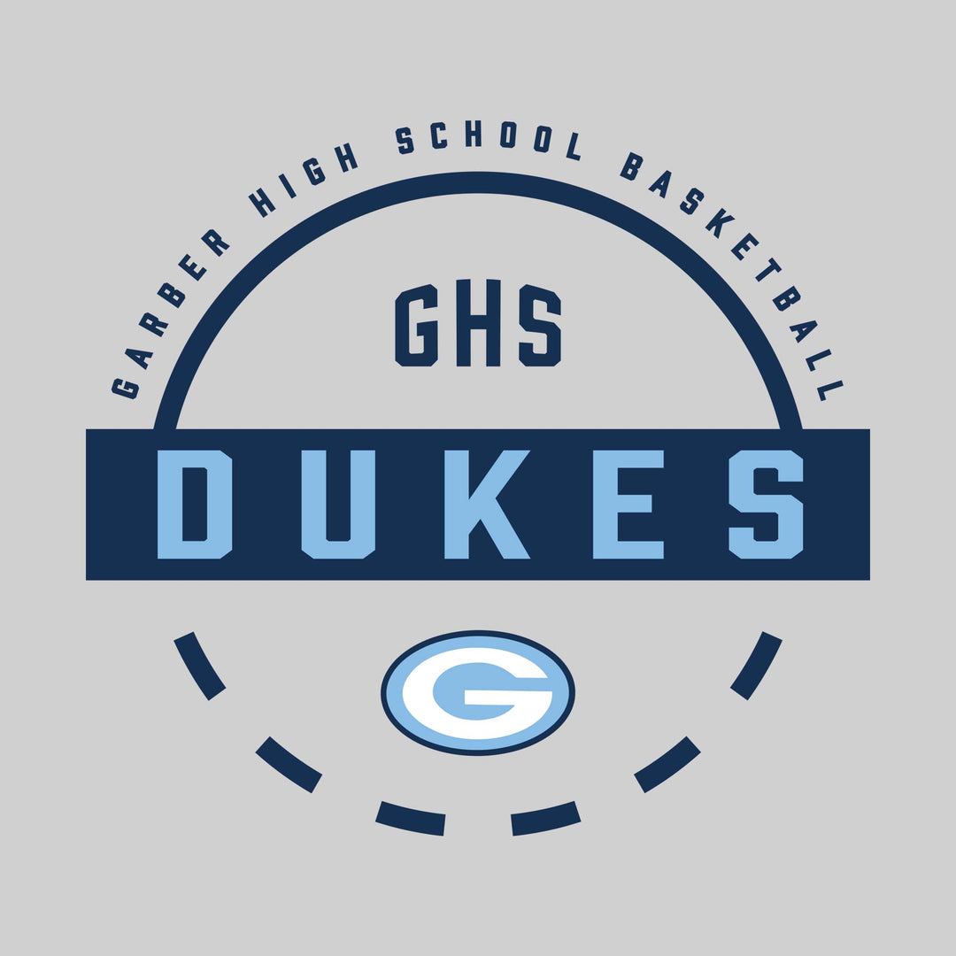 Garber Dukes - Basketball - Mascot Name with Free Throw Circle