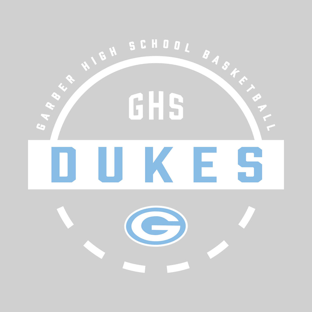 Garber Dukes - Basketball - Mascot Name with Free Throw Circle