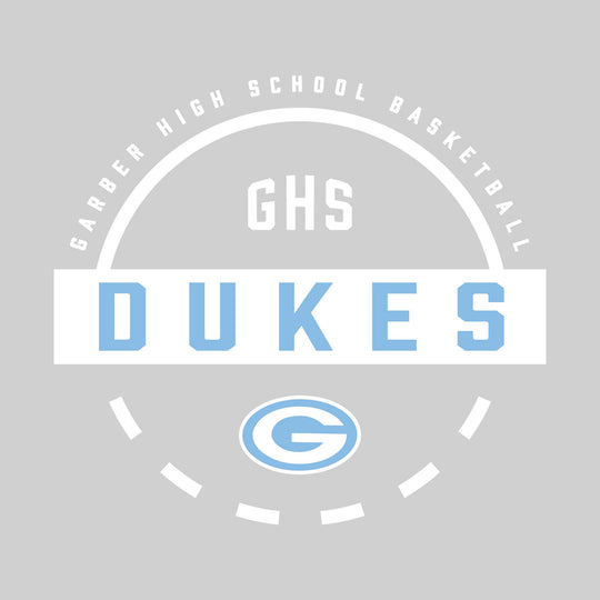 Garber Dukes - Basketball - Mascot Name with Free Throw Circle