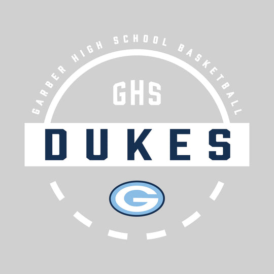 Garber Dukes - Basketball - Mascot Name with Free Throw Circle