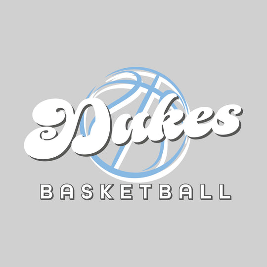 Garber Dukes - Basketball - Retro Dukes Text with Abstract Basketball Outline