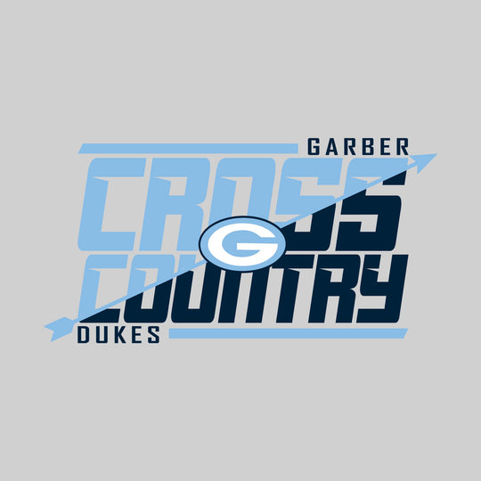 Garber Dukes - Cross Country - Split-Color School Name with Arrow & Mascot