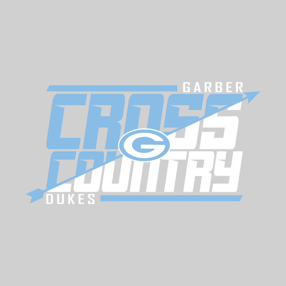 Garber Dukes - Cross Country - Split-Color School Name with Arrow & Mascot