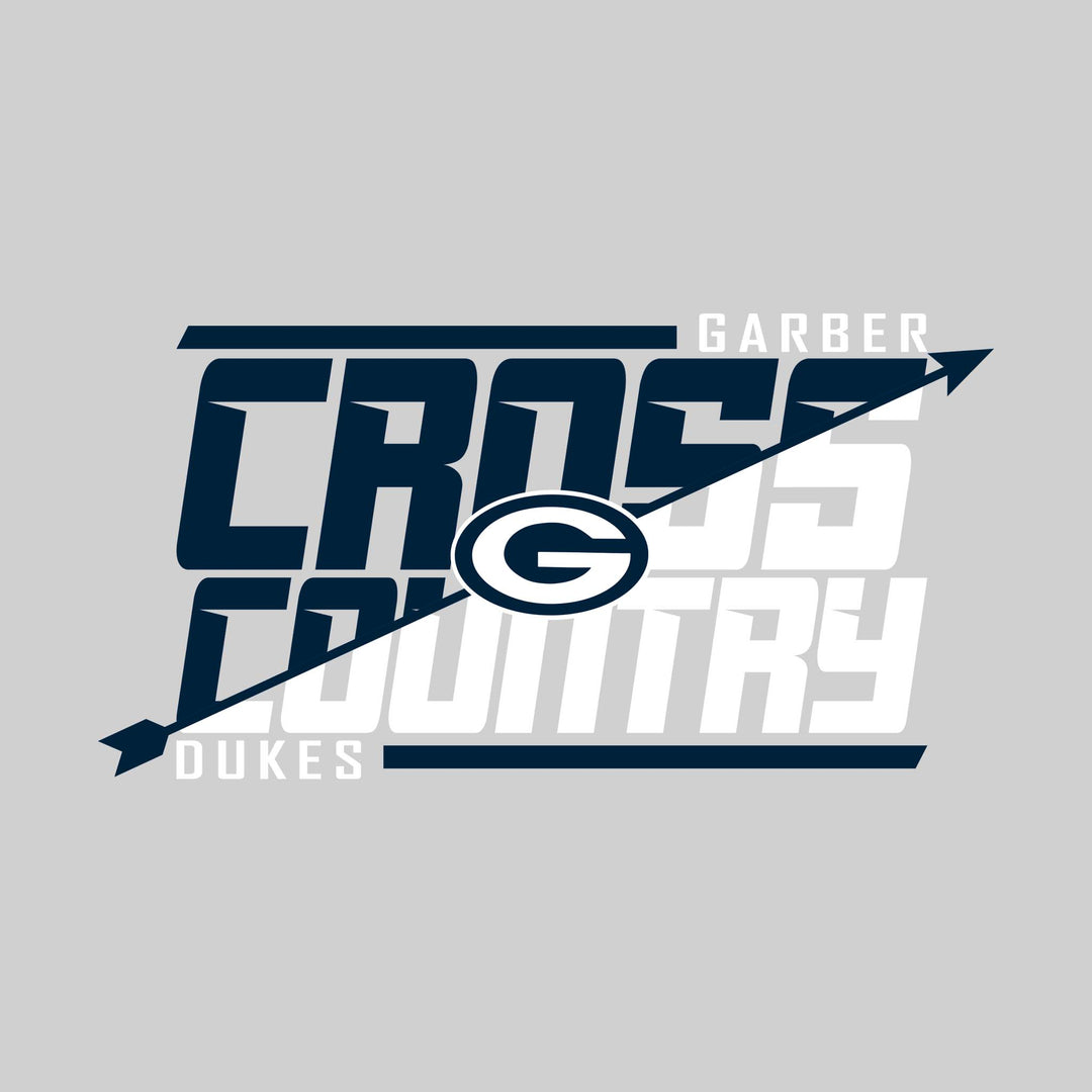 Garber Dukes - Cross Country - Split-Color School Name with Arrow & Mascot
