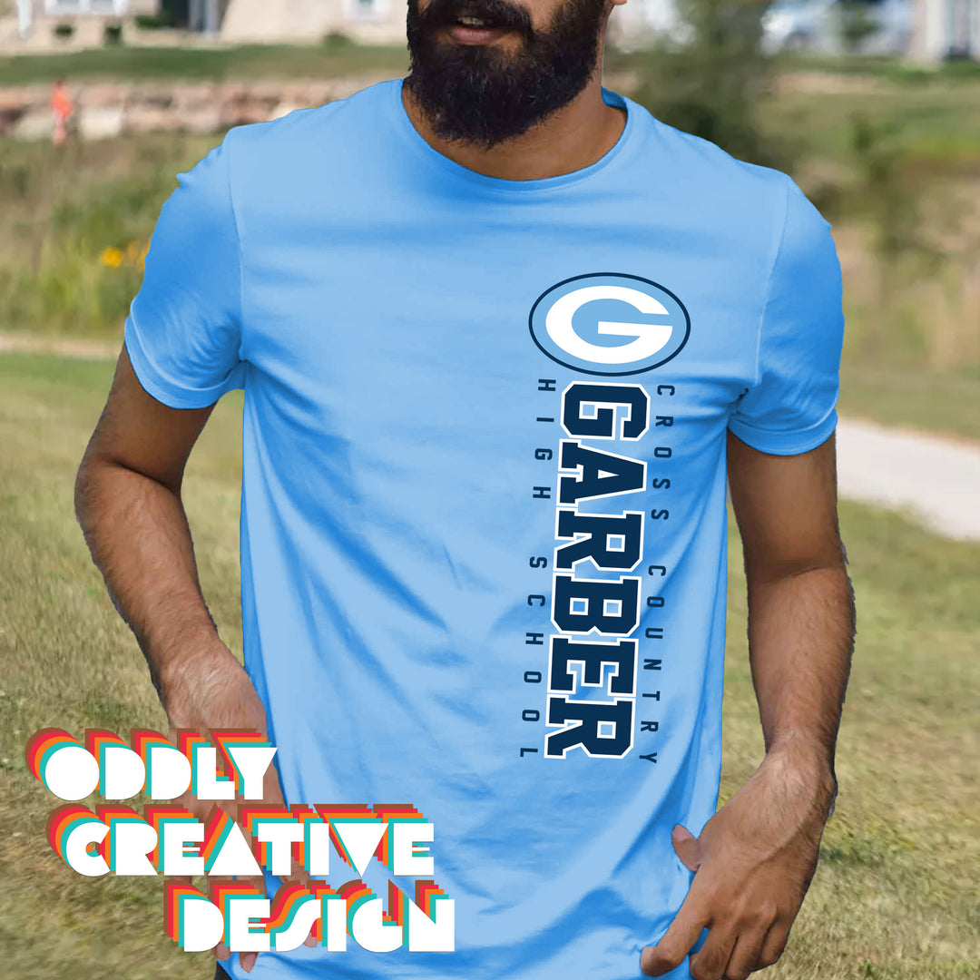 Garber Dukes - Cross Country - Vertical School Name with Upper Mascot