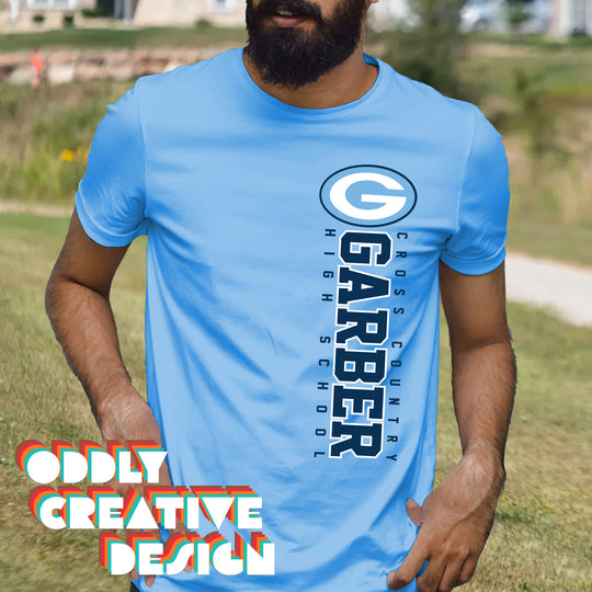 Garber Dukes - Cross Country - Vertical School Name with Upper Mascot
